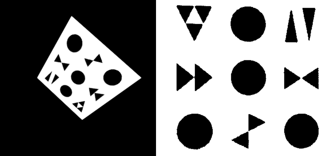 Left: image space; Right: object space